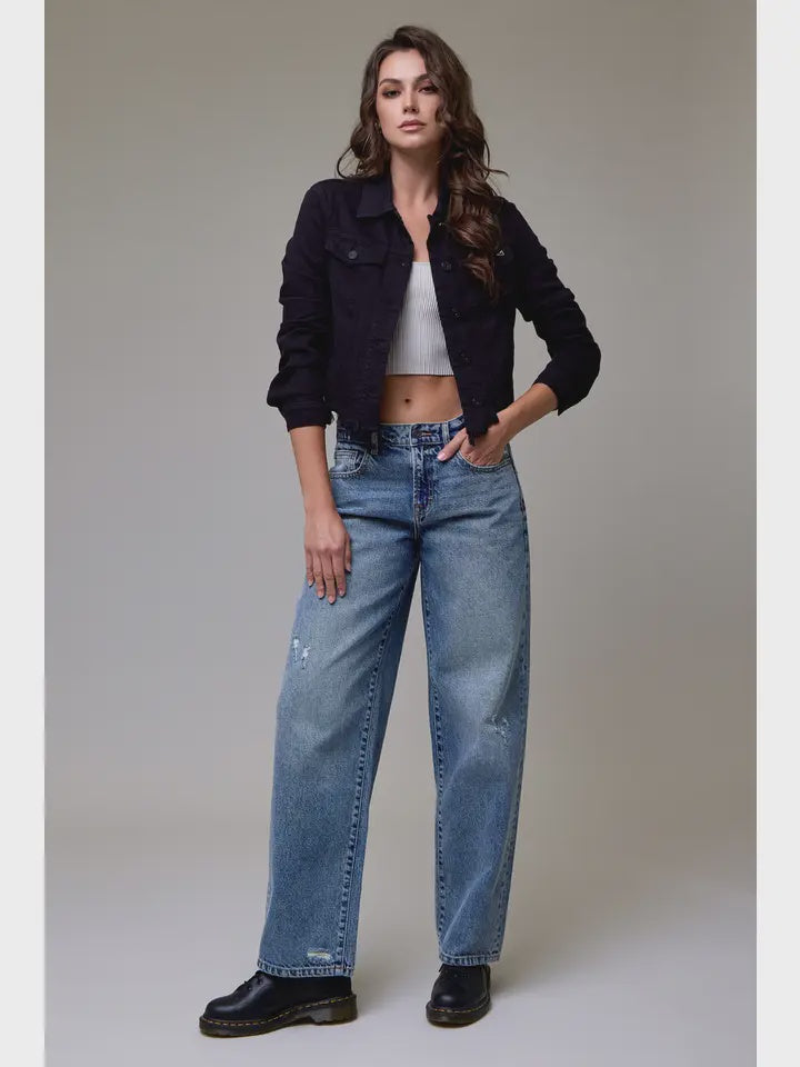 Black fitted uneven hem
