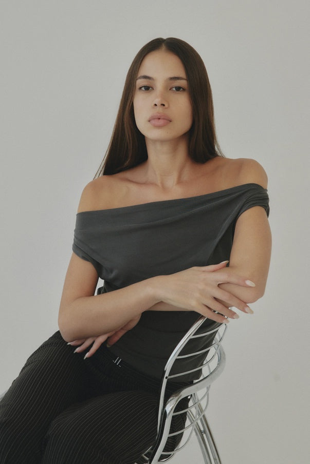 | Off-The-Shoulder Drape Top