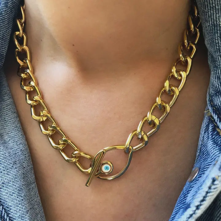 Tiny Evil Eye Gold Chain Necklace